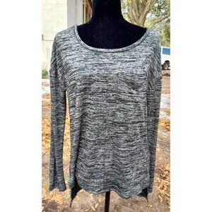 Banana Republic Marled Black & Gray Hi-Lo Top Size S